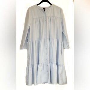 Light Blue Tiered Button-Front Cotton Dress, Barney’s, 44, XL